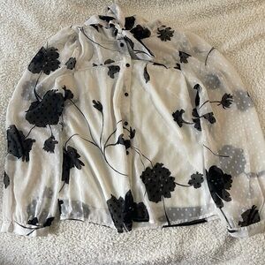 Black and White Floral Blouse